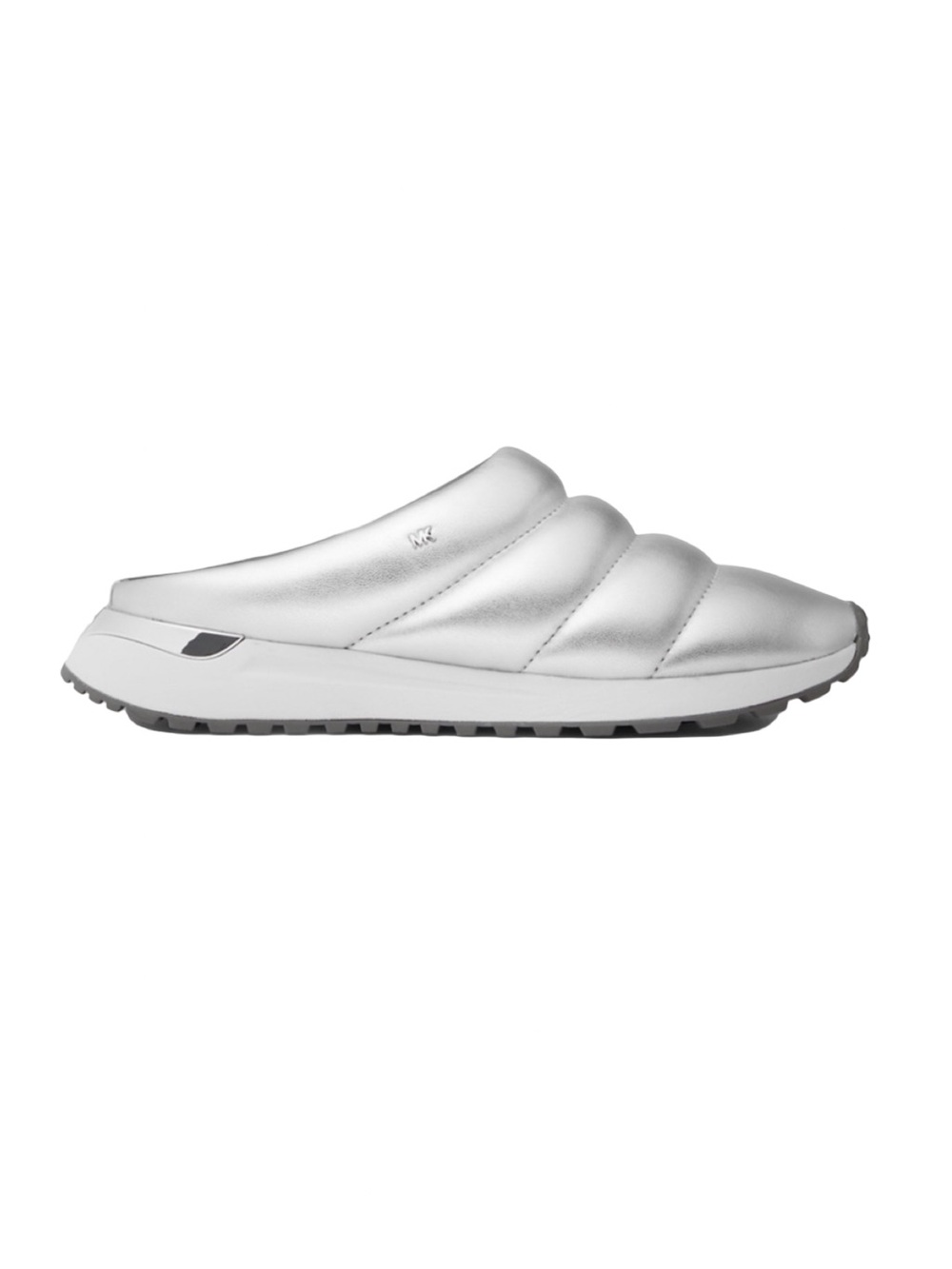 Michael Kors Epic Metallic Quilted Slip-On Trainer Shoe Size 8.5 New Silver Moon